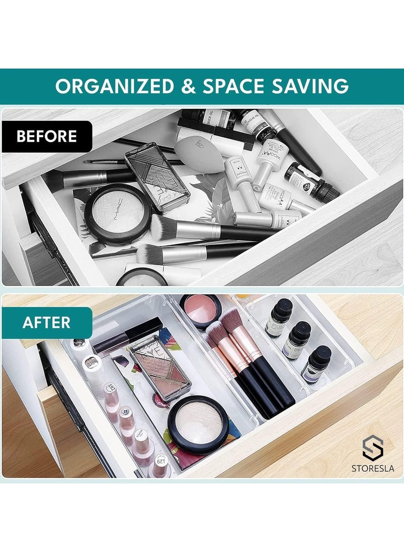 Generic Set of 25 clear plastic drawer organizers, multi-size, organize drawers in bathroom, makeup, jewelry, kitchen and office.  - Image 4