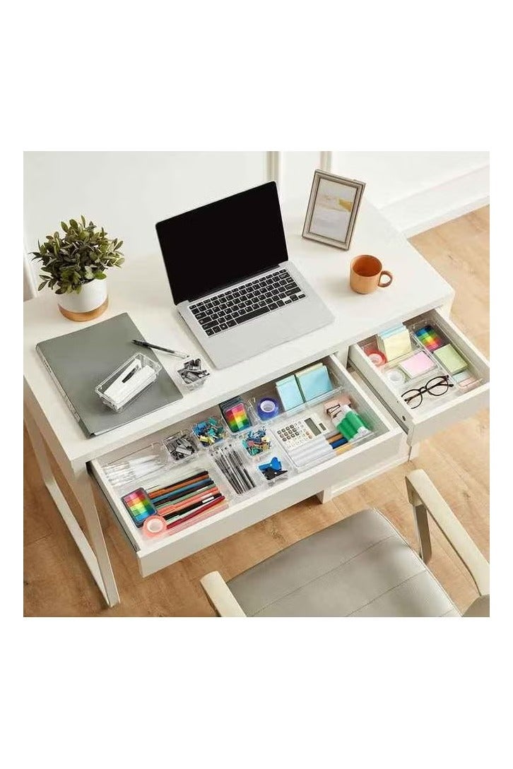 Set of 25 clear plastic drawer organizers, multi-size, organize drawers in bathroom, makeup, jewelry, kitchen and office.
