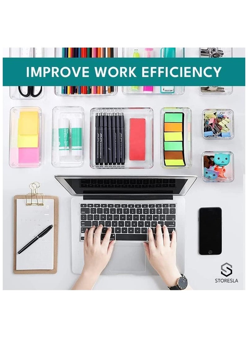 Set of 25 clear plastic drawer organizers, multi-size, organize drawers in bathroom, makeup, jewelry, kitchen and office (imported) - Image 5