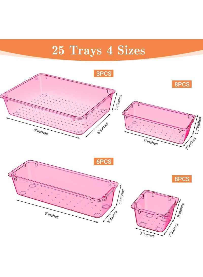 Set of 25 clear plastic drawer organizers, multi-size, organize drawers in bathroom, makeup, jewelry, kitchen and office (imported) - Image 2