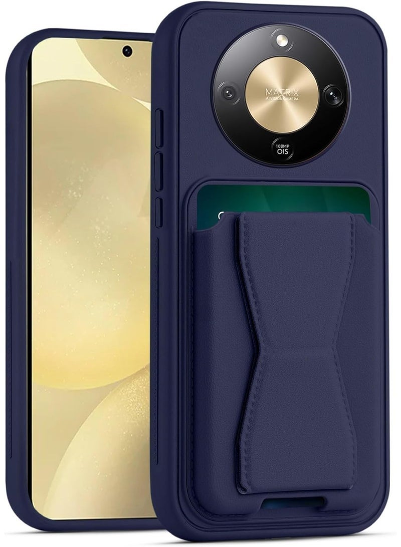 جراب محفظة جلدي متوافق مع هواتف Honor X9D / Magic 8 Lite / X70، جراب خلفي من الجلد مع إطار من مادة TPU، جراب هاتف واقٍ مقاوم للصدمات مع حامل للبطاقات (أزرق)