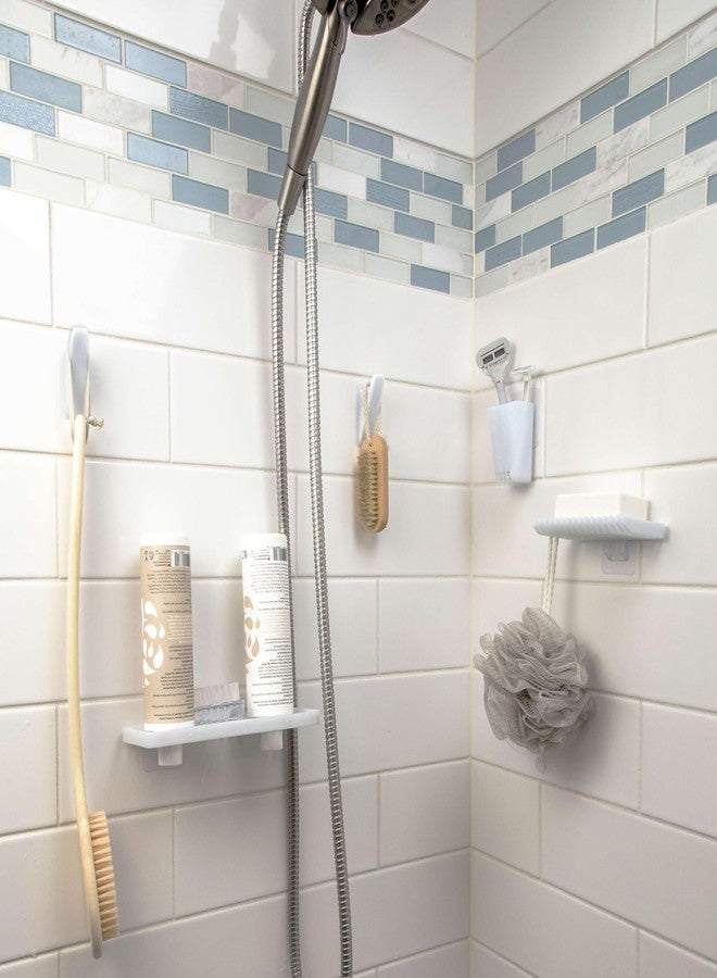 Three by Three Seattle Aquafolio 5-Piece Shower Organizer Set: Elevate Your Shower Experience with Sleek Storage Solutions, White - Image 1