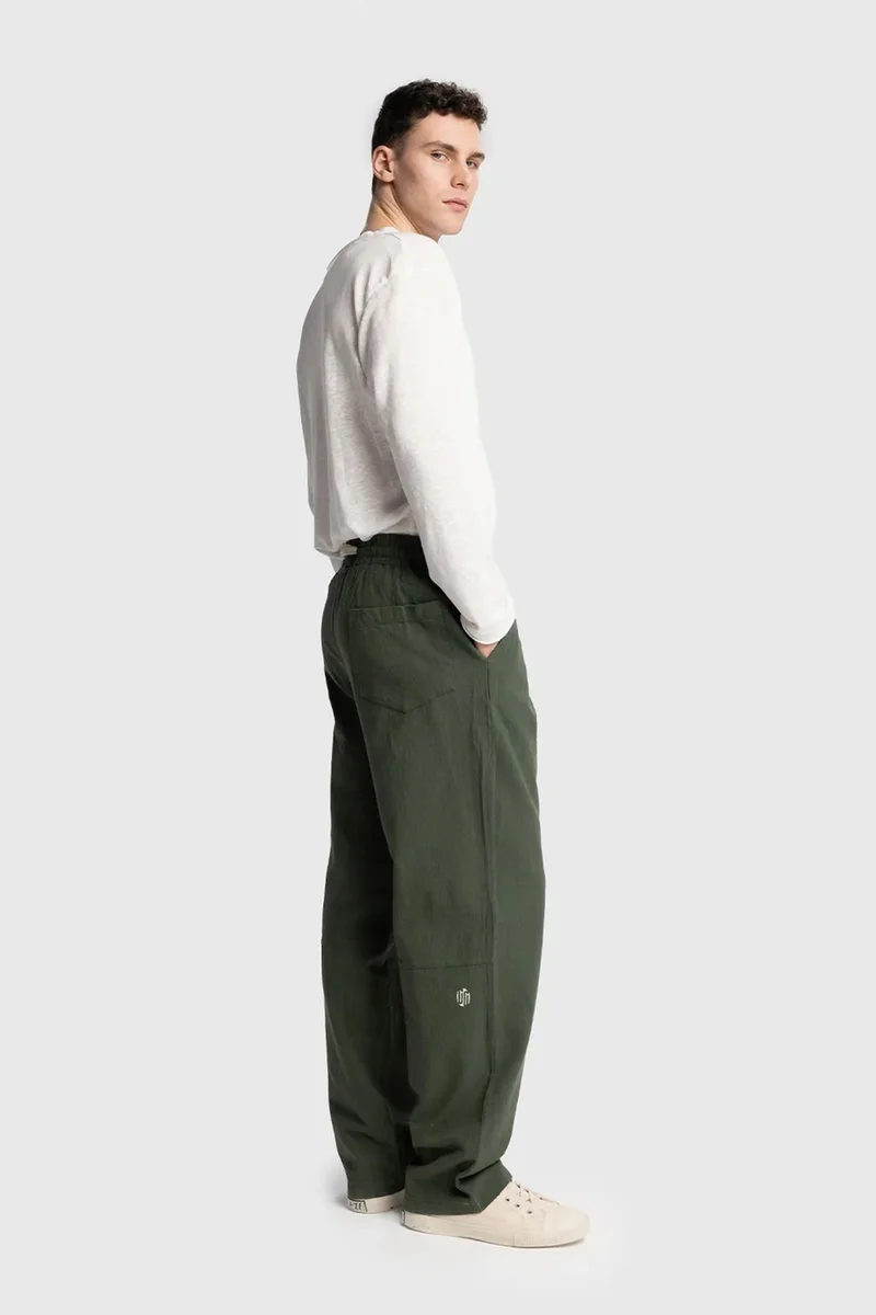 Giesto Khaki Green GIESTO Straight Leg Pants with Drawstring Waist for Men | Best Price UAE