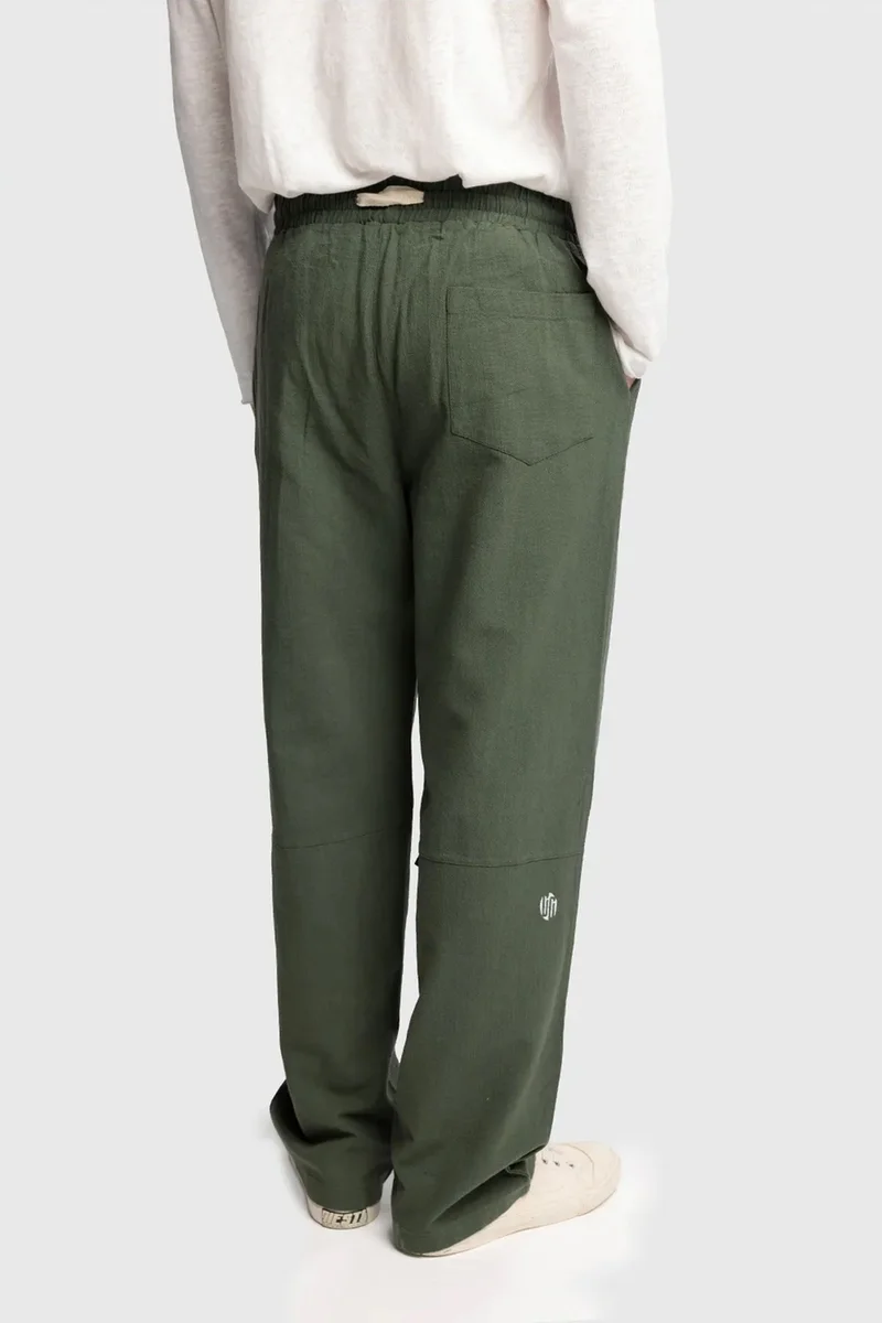 Giesto Khaki Green GIESTO Straight Leg Pants with Drawstring Waist for Men | Best Price UAE