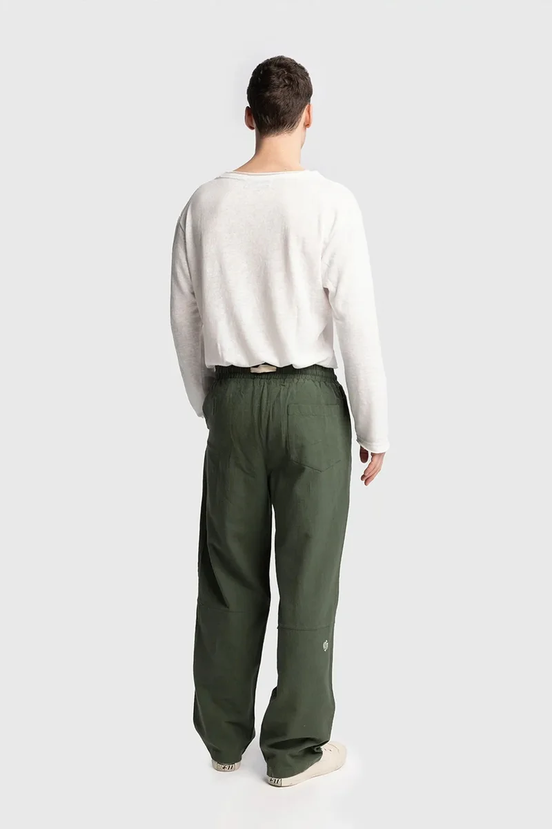 Giesto Khaki Green GIESTO Straight Leg Pants with Drawstring Waist for Men | Best Price UAE