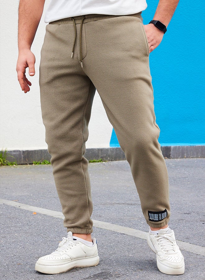 trendyol Khaki Regular/Normal Cut Rubber Leg Warm Anti-Pilling Fleece Sweatpants Tmnaw22Ea0438 - Image 1