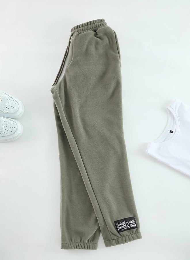 trendyol Khaki Regular/Normal Cut Rubber Leg Warm Anti-Pilling Fleece Sweatpants Tmnaw22Ea0438 - Image 5
