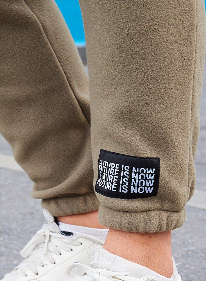 trendyol Khaki Regular/Normal Cut Rubber Leg Warm Anti-Pilling Fleece Sweatpants Tmnaw22Ea0438 - Image 4