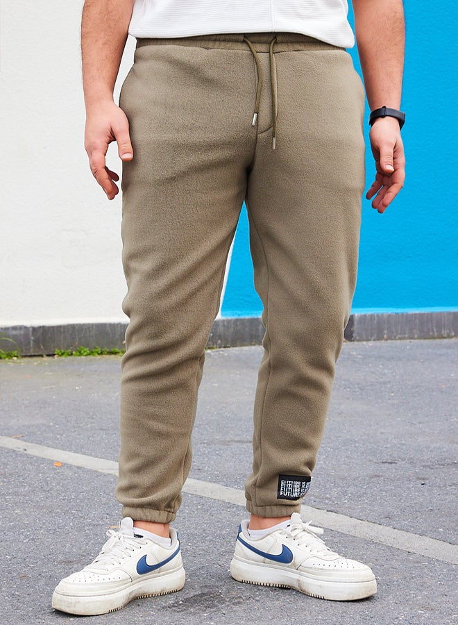 trendyol Khaki Regular/Normal Cut Rubber Leg Warm Anti-Pilling Fleece Sweatpants Tmnaw22Ea0438 - Image 3