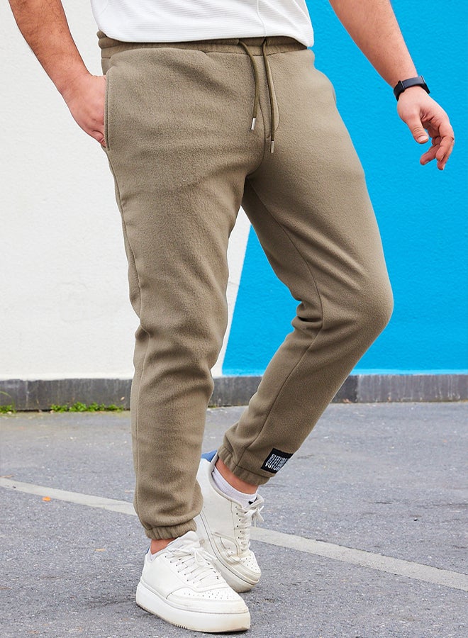 trendyol Khaki Regular/Normal Cut Rubber Leg Warm Anti-Pilling Fleece Sweatpants Tmnaw22Ea0438 - Image 2