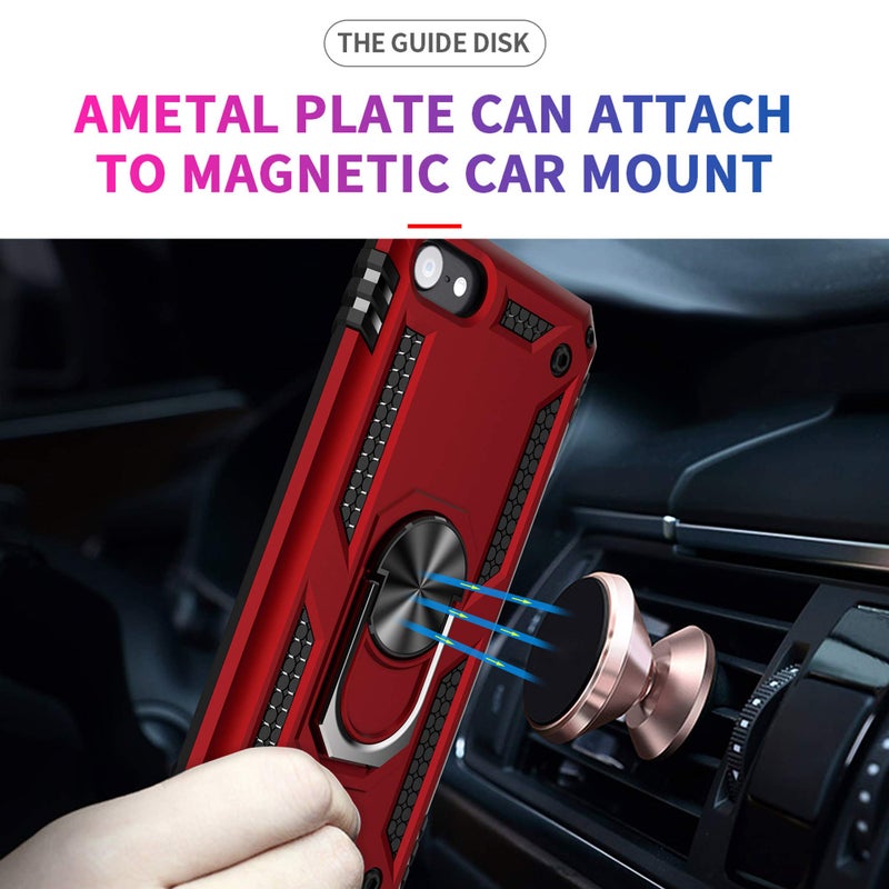 ULAK Compatible with iPod Touch 7/6/5 Case with 2 HD Screen Protectors, Hybrid Rugged Shockproof Cover with Built-in Kickstand for iPod Touch 7th/6th/5th Generation (Red) - Image 5