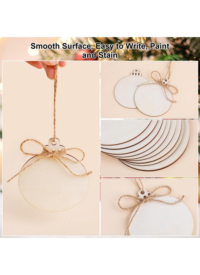 DERAYEE - 60 Pcs Wooden Christmas Ornaments, Unfinished Wooden Slices Round Shaped Cutout Predrilled Wood Circles With Hole For Xmas Diy Crafts Holiday Hanging Decorations - Image 1