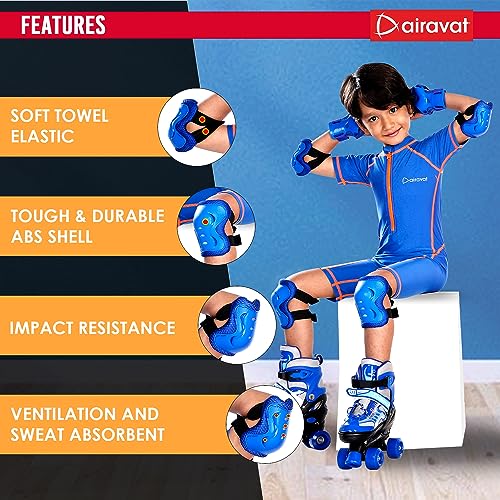 AIRAVAT Skating Guard, Cycling Protection Set, Protective Skating Guard Kit, Multi Sport Gear with 1 Pair Knee Support, Elbow Support, Palm Support (Medium - 7 Year to 12 Year, Pink Color) - Image 2