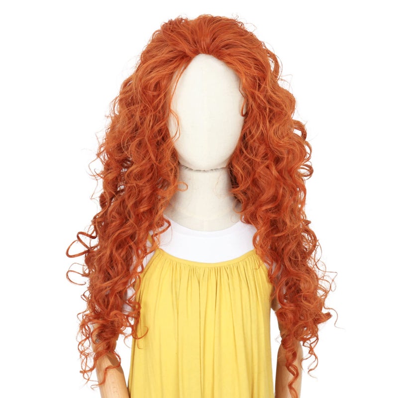 Yan Dream Girls Princess Wig Long Curly Copper Red Halloween Costume Wig