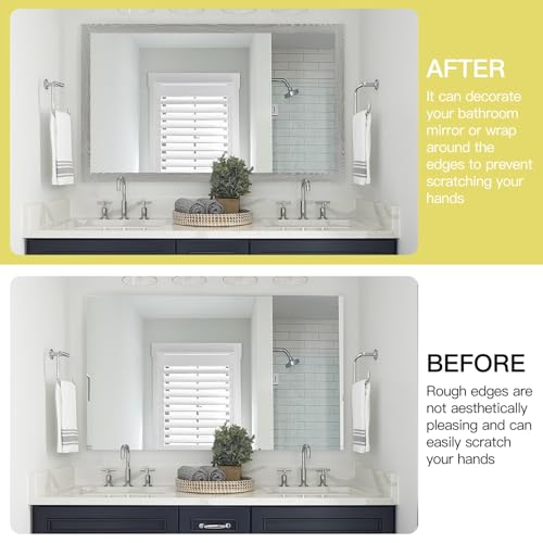 Avinyl 10M Grey Wood Grain Mirror Border Peel and Stick Wallpaper Self Adhesive Waterproof Wallpaper Mirror Frame Tape for Bathroom Decor Peel and Stick Trim Removable Kitchen Wall Decor 393 x 393 - Image 3