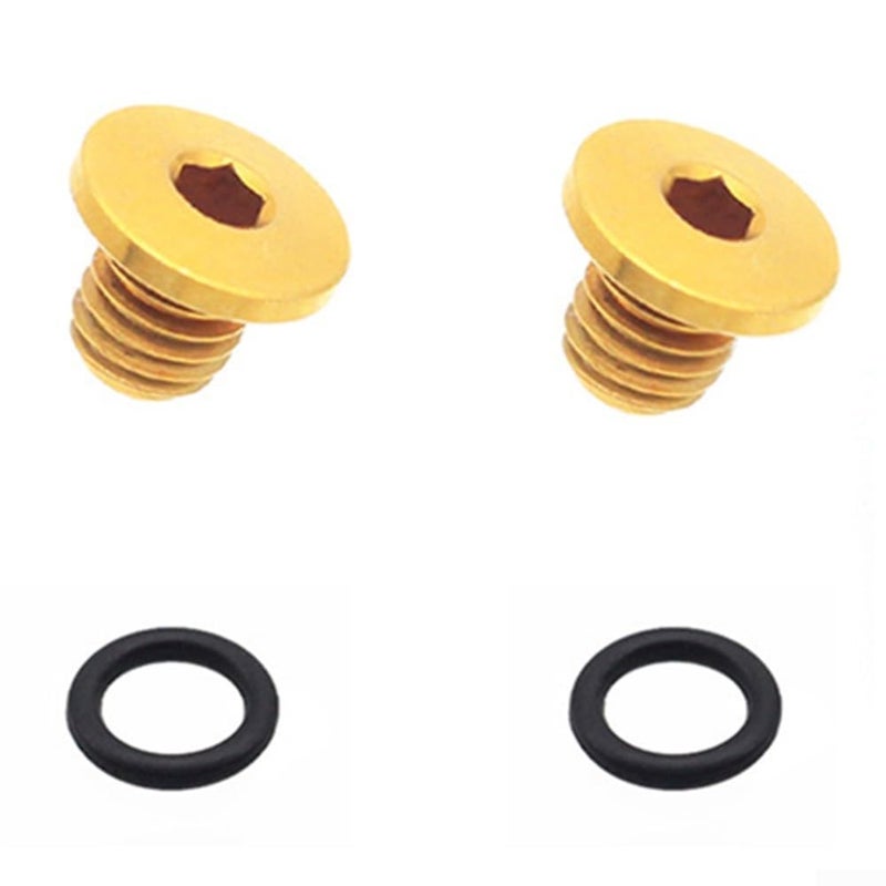 2 قطعة برغي تفريغ فرامل الدراجة M5x5mm مع حلقة O لاستبدال رافعة الفرامل المتكاملة باللون الأصفر - Image 5