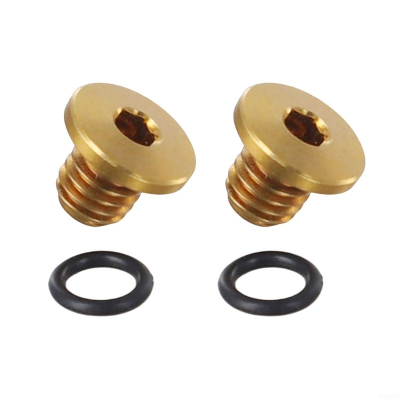 2 قطعة برغي تفريغ فرامل الدراجة M5x5mm مع حلقة O لاستبدال رافعة الفرامل المتكاملة باللون الأصفر - Image 3