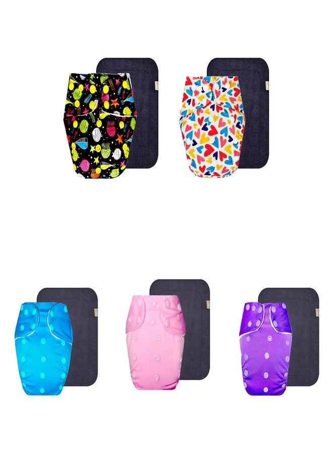 حفاضات قماشية فاخرة من دمبلدو مع حشوة رمادية (عبوة من 5) | شعور بالجفاف والراحة | وسادة ماصة من 6 طبقات | سهلة التنظيف | مثالية لفصل الصيف الهندي | من 3 أشهر إلى 3 سنوات | مناسبة للجنسين - Image 1