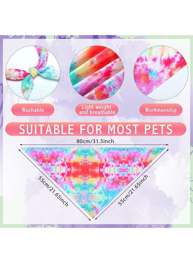 Weewooday 20 Pcs Dog Bandanas Bulk Washable Triangle Bibs Dog Scarf Dog Kerchief Puppy Neckerchief for Small Medium Large Dogs Cats Girl Boy Costume (Tie Dye, XL Size)  - Image 2