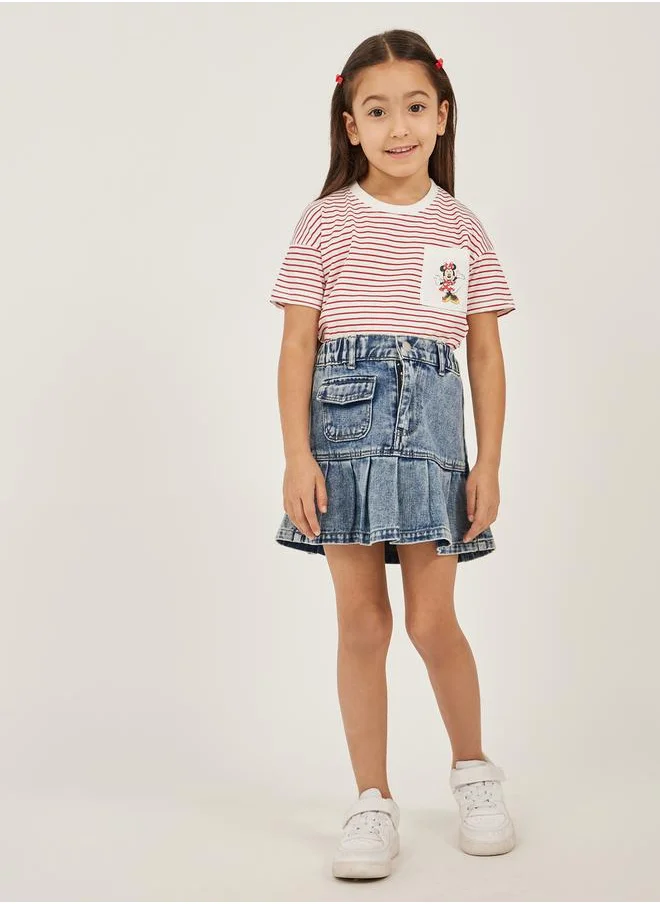 Styli Striped Minnie Mouse Pocket Detail T-Shirt