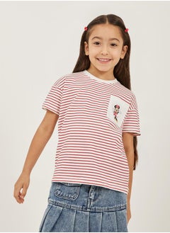 Styli Striped Minnie Mouse Pocket Detail T-Shirt  - Image 1