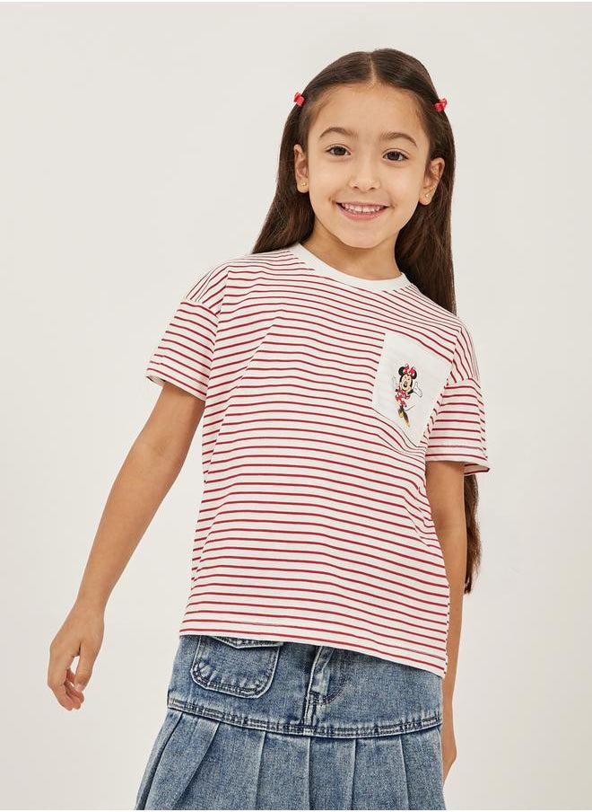 Styli Striped Minnie Mouse Pocket Detail T-Shirt  - Image 1