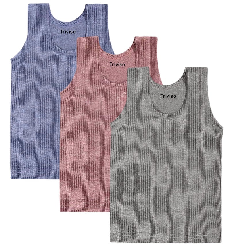 Triviso Kid Boys Kid Girls Unisex Winter wear Thermal Vest Thermal Top Quilted Thermal Inner Body warmar Thermal Sleeveless Baniyan for Kids Pack of 3 Multicolour - Image 1