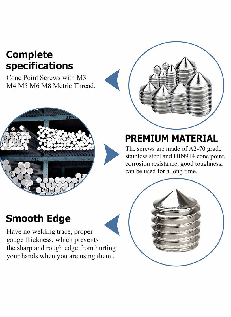 Stainless Steel Grub Cone Point Hex Socket Screws Set, 200 Pcs Metric Thread Socket Allen Key Cup Point Grub Screw Set with M3 M4 M5 M6 M8 - pzsku/Z22E3F998EA1D589716C3Z/45/_/1706674062/75b59778-805f-41e5-b47f-f5faa5177fcb