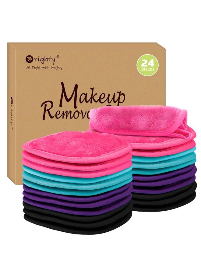 Orighty Makeup Remover Cloths 24 Pack, Makeup Removal Face Cleaning Cloth, Reusable Make Up Remover Pads Remove Instantly Dirt with Just Water, 5 x 5 in - Image 1