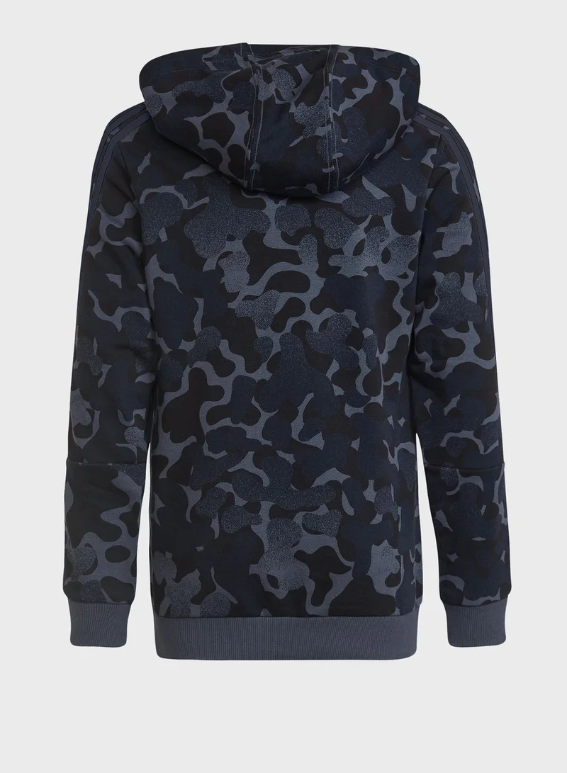 Adidas Youth 3 Stripe Gra Hoodie