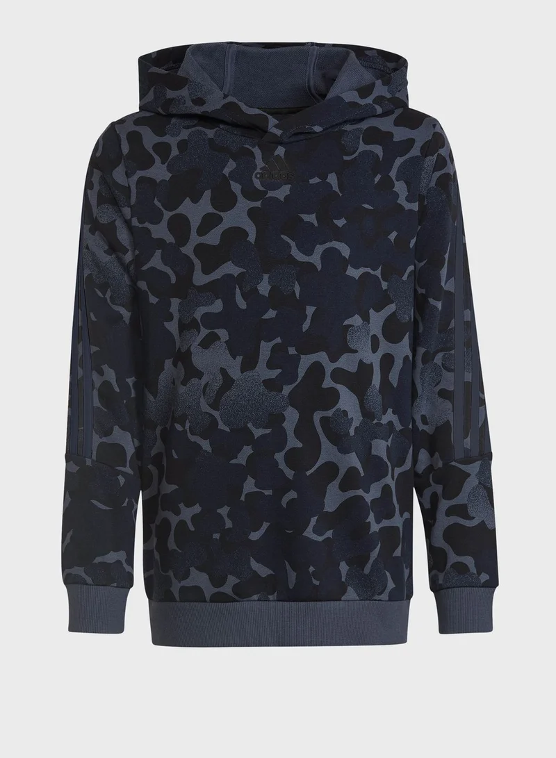 Adidas Youth 3 Stripe Gra Hoodie