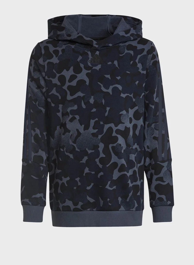 Adidas Youth 3 Stripe Gra Hoodie