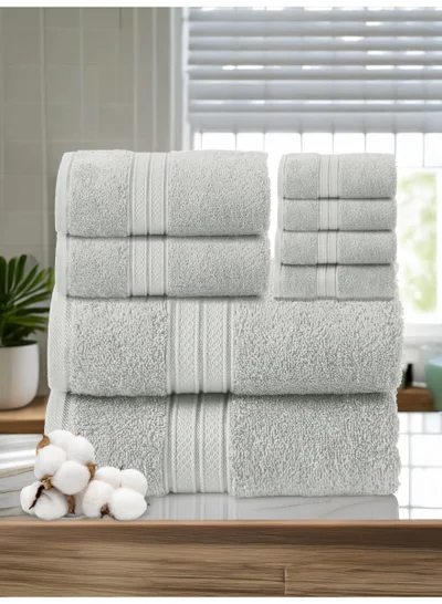 Donetella 8 Pcs Premium Towel Set - 2 Bath Towels, 2 Hand Towels & 4 Washcloths | 100% Combed Cotton 600 GSM | Quick Dry, Ultra-Absorbent, Thick & Plush | Ideal for Bath, Spa, Gym, Hotel & Everyday Luxury