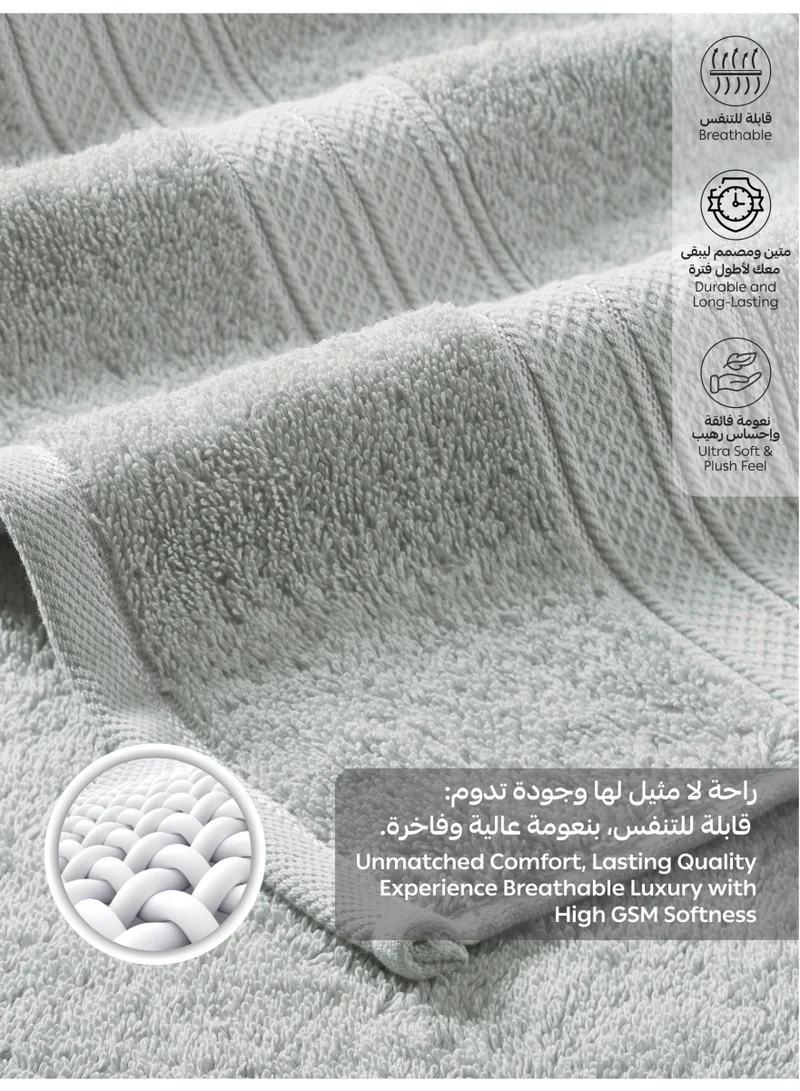 Donetella Light Grey 8 Pcs Premium Towel Set - 2 Bath Towels, 2 Hand Towels & 4 Washcloths | 100% Combed Cotton 600 GSM | Quick Dry, Ultra-Absorbent, Thick & Plush | Ideal for Bath, Spa, Gym, Hotel & Everyday Luxury  | Best Price UAE