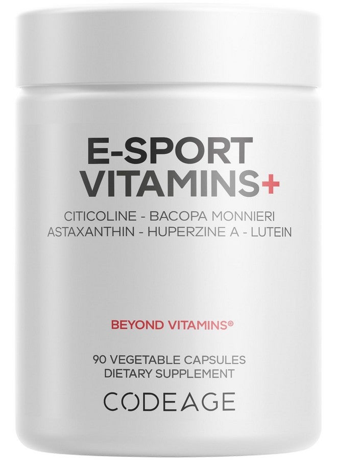 Codeage E-Sport Vitamins+ Citicoline Cognizin, Bacopa Monnieri Supplement, Multivitamins, Astaxanthin, L-Theanine, Ginkgo Biloba, Acetyl-L-Tyrosine, Huperzine A, Lutein, Esport Gaming - 90 Capsules - Image 1