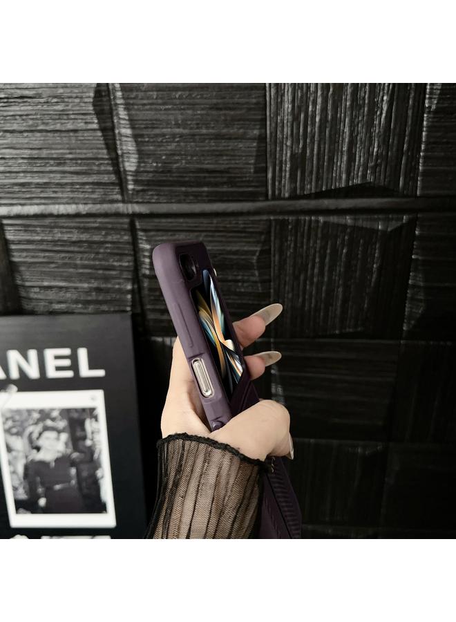 S-TOP Case For Samsung Galaxy Z Flip4 5G Carbon Fiber Foldable Leather Phone Case with Stand - Image 3