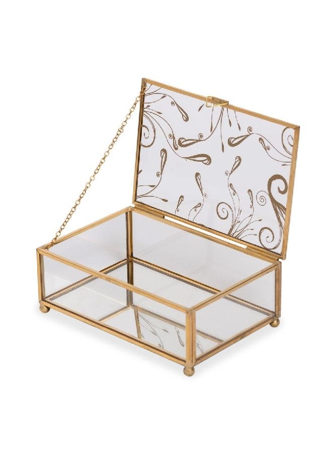 homes r us - Lucy Jewellery Box, Clear & Gold - 15x5.5 cm - Image 1