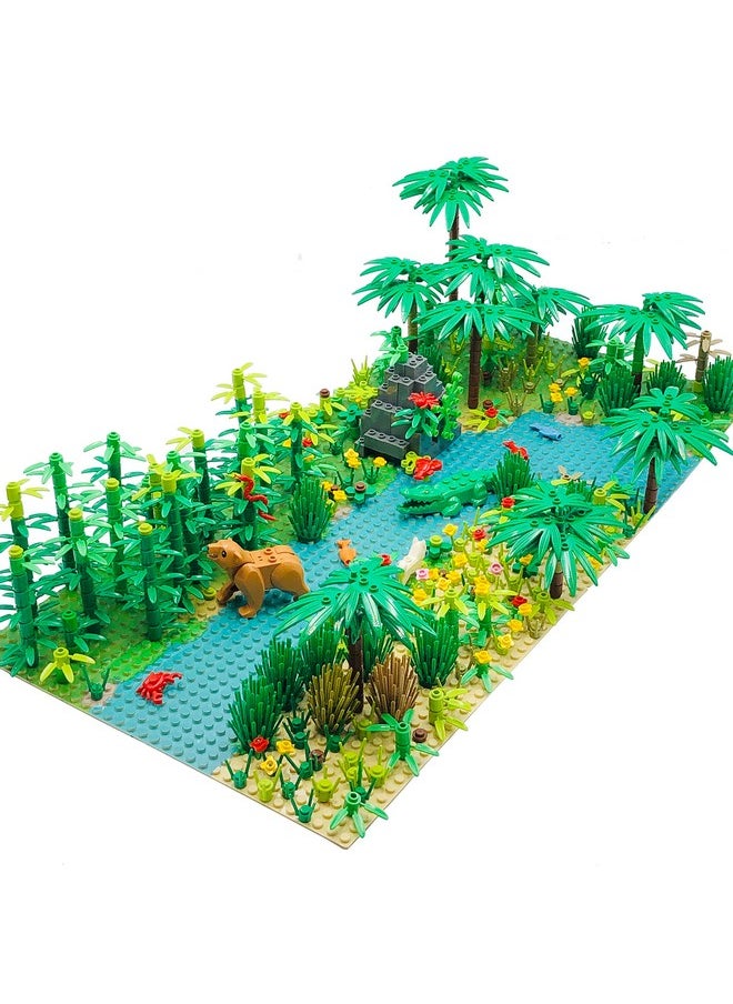 Taken All Forest Garden Building Sets Parts,Plants Trees Flowers Scenery Accessories Animals Building Bricks Toy Set for Boys Girls Kids 6+ Gifts(2 Pieces 10" Base Plates)  - Image 1