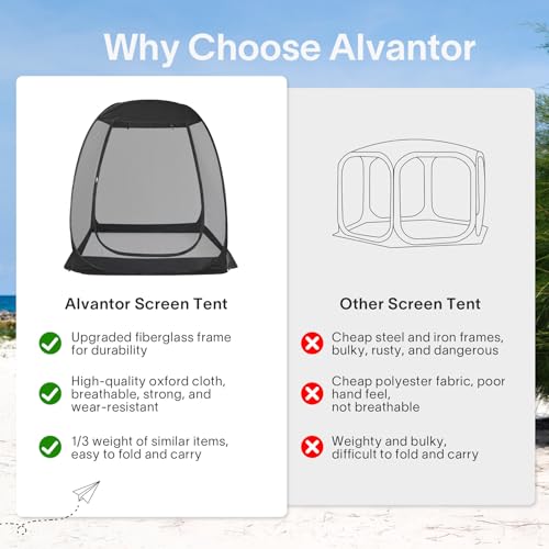 Alvantor® Pop Up Screen House, Outdoor Mosquito Mesh Tent with UV Resistant, Pop Up Canopy Easy Up, Foldable Screen Room for Camping,Backyard, Garden, Patio(Black, 6x6 FT) - Image 2