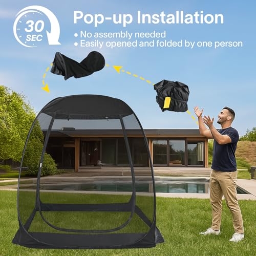 Alvantor® Pop Up Screen House, Outdoor Mosquito Mesh Tent with UV Resistant, Pop Up Canopy Easy Up, Foldable Screen Room for Camping,Backyard, Garden, Patio(Black, 6x6 FT) - Image 3