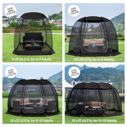 Alvantor® Pop Up Screen House, Outdoor Mosquito Mesh Tent with UV Resistant, Pop Up Canopy Easy Up, Foldable Screen Room for Camping,Backyard, Garden, Patio(Black, 6x6 FT) - Image 4