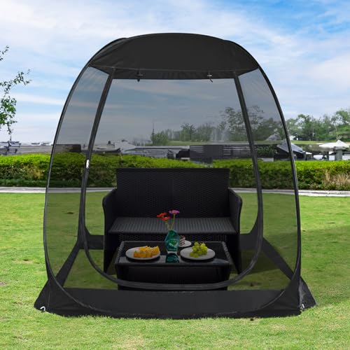 Alvantor® Pop Up Screen House, Outdoor Mosquito Mesh Tent with UV Resistant, Pop Up Canopy Easy Up, Foldable Screen Room for Camping,Backyard, Garden, Patio(Black, 6x6 FT) - Image 1
