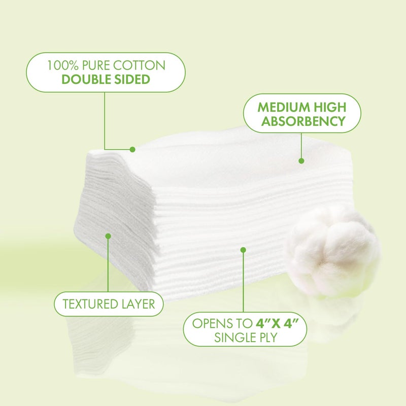 Intrinsics Petite Cotton Squares (200 Count) â€“ 2x2 4-Ply Medium-High Absorbency Pads, Lint-Free Hypoallergenic Cotton for Face, Makeup Removal, Skincare, and Spa Use - Image 2