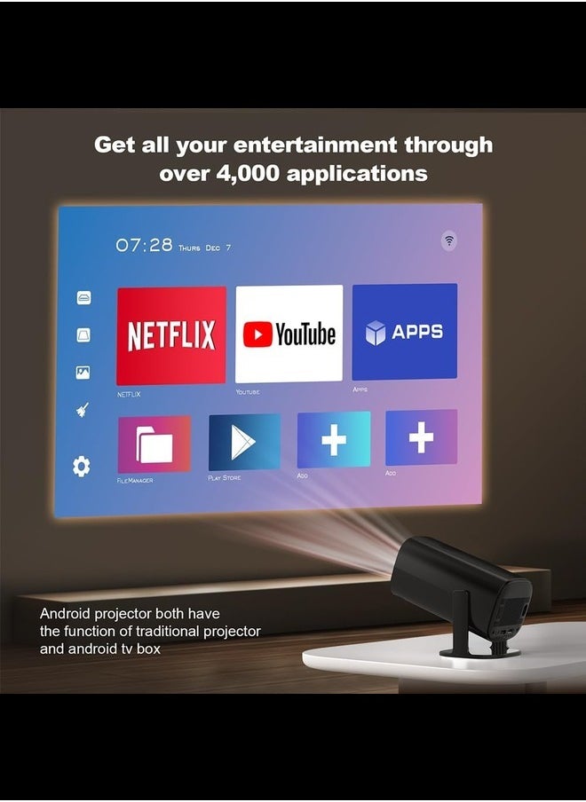 Generic - Mini Projector 4K 720P Portable Projector with WiFi and Bluetooth Android 11.0 Smart Projector Auto Keystone 180°Rotatable Outdoor Movie Projector Compatible with Phone - Image 1