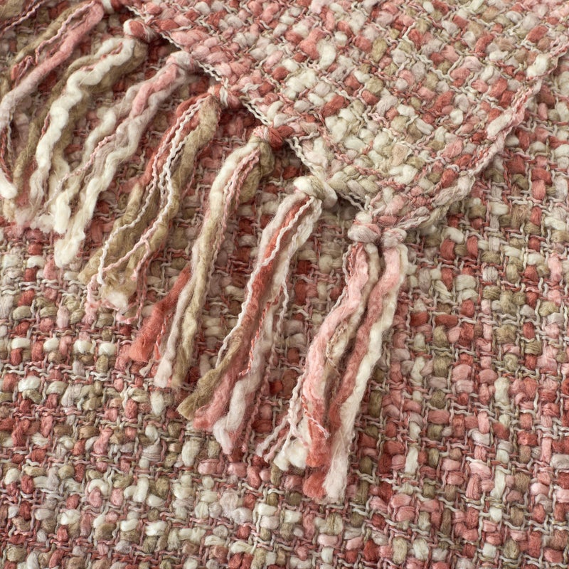 GINAMUSE Multi-Color Light Pink Cable Woven Throw Blanket for Couch,50"X60" Boho Style Textured Blankets for Home Decor,Super Soft Warm Cozy Chunky Blanket with Decorative Tassels for Bed - Image 4