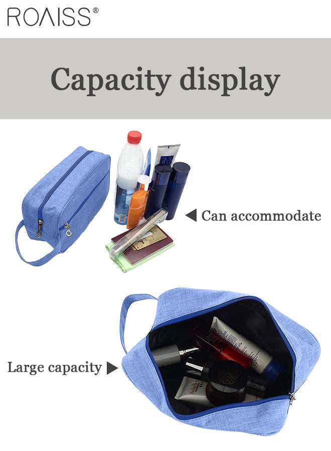 roaiss Unisex Travel Toiletry Bag with Zipper Closure and Carry Handle, Premium Nylon Travel Organizer with Spacious Compartments, Simple Makeup Bag for Cosmetics, Necessities and Wash Accessories - Image 5