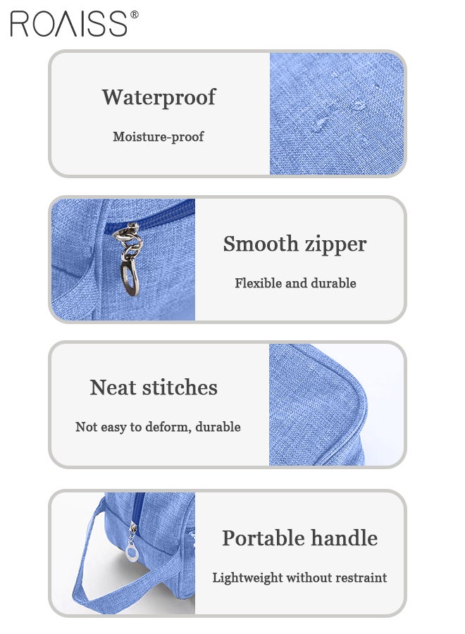 roaiss Unisex Travel Toiletry Bag with Zipper Closure and Carry Handle, Premium Nylon Travel Organizer with Spacious Compartments, Simple Makeup Bag for Cosmetics, Necessities and Wash Accessories - Image 4