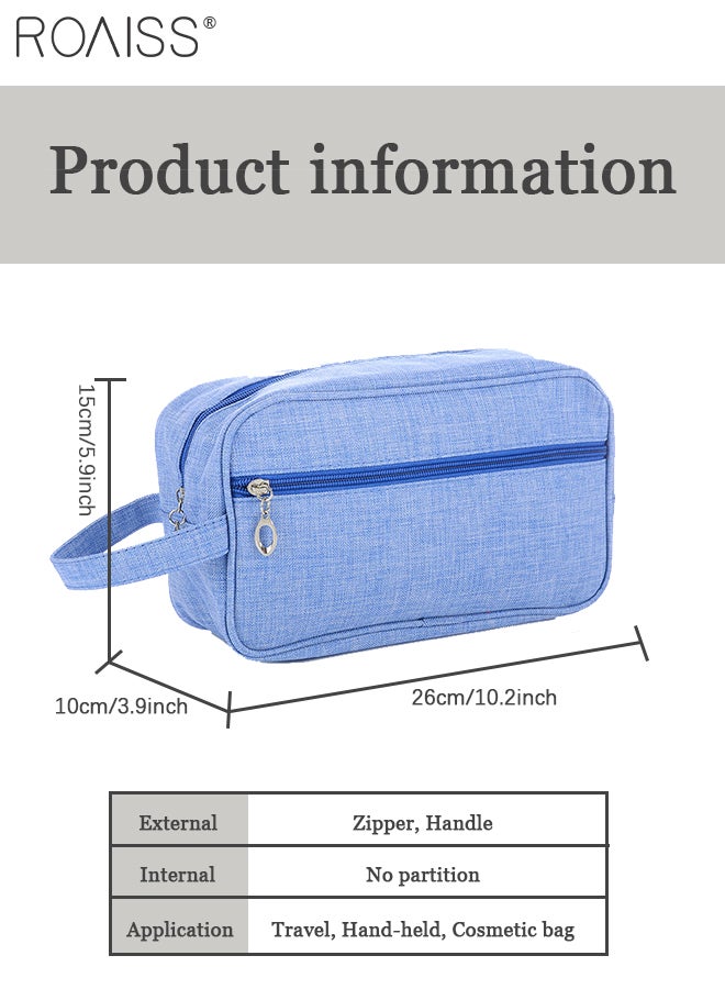 roaiss Unisex Travel Toiletry Bag with Zipper Closure and Carry Handle, Premium Nylon Travel Organizer with Spacious Compartments, Simple Makeup Bag for Cosmetics, Necessities and Wash Accessories - Image 3