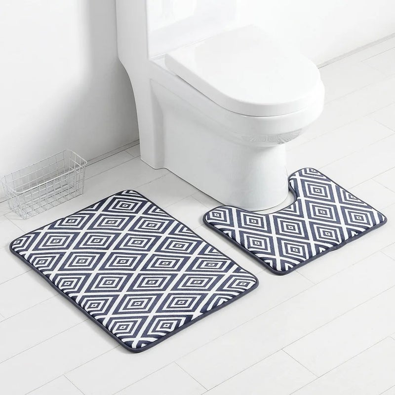 Y&D Super Soft Memory Foam Bath Mat Set 2 Piece - Absorbent Bathroom Rugs, Non-Slip Backing - Image 1