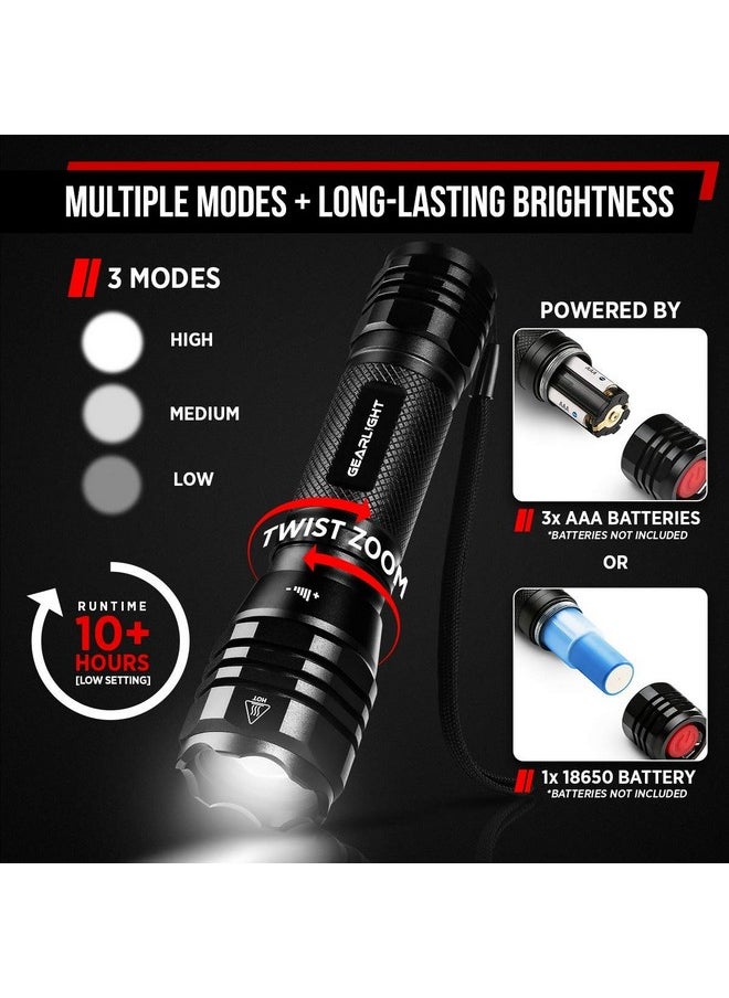 GearLight GearLight S1050 LED Flashlight High Lumens - Flashlights for Camping, Hiking, Dog Walking - Powerful Emergency Flashlights with 3 Modes for Outdoor Use - Bright Flashlight with Zoomable Beam 
